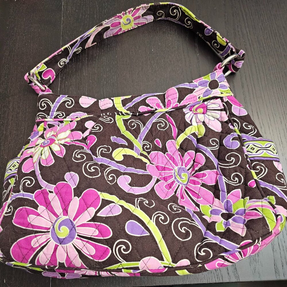 Vera Bradley Satchel Purse in Purple Punch Pattern!  Reversible! EUC!